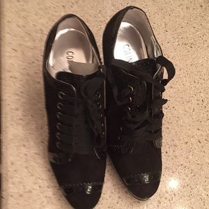 Black suede lace up platform brand new!